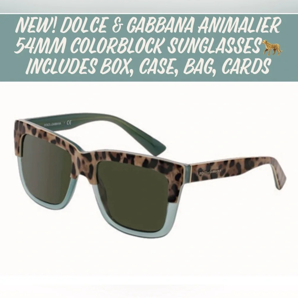 🎉HP🎉New! Dolce & Gabbana Animalier 54MM Colorblock Sunglasses🐆W/Box,Case,Bag